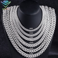 Vente en gros Bijoux Hip Hop 8mm 10mm 12mm Collier en diamant VVS Dropshipping Chaîne de Moissanite à maillons cubains en argent glacé