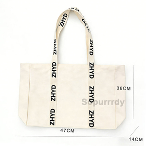 Bolsa de Lona de Algodón Grande Personalizada con Logotipo, Bolsa de Hombro Resistente y Estética, Bolsa de Compras Reutilizable - Product Image 3