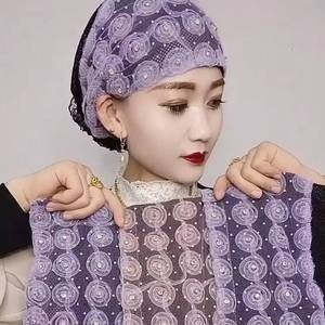 New Ethnic Muslim Cotton Solid Color Women's Bohemian Braided Headscarf <b>Hat</b> - Product Image 4