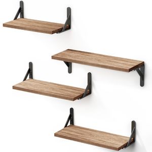 Estante de pared de madera estilo americano, estante recto de madera maciza, adecuado para sala de estar, entrada y pared del dormitorio. - Product Image 1