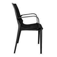 Fauteuil de salle à manger en plastique PP empilable noir design en rotin pour balcon jardin patio porche