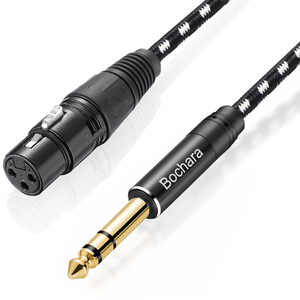 Câble audio blindé Bochara 30 cm tressé 6,35 mm <span class=keywords><strong>Jack</strong></span> stéréo vers <span class=keywords><strong>XLR</strong></span> mâle/<span class=keywords><strong>femelle</strong></span> OFC pour microphone, mélangeur, amplificateur - Product Image 2
