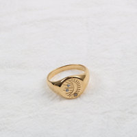 Fenny 18 Karat vergoldet Großhandel stilvolle runde Lächeln Gesicht Mond Stern Zirkon Siegel Edelstahl Fingerring Trendy für Frauen