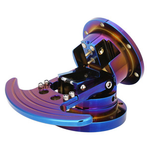 Aosu <b>Car</b> Steering Wheel Quick Release Mount Aluminum Alloy Racing Blue Rainbow Color <b>Flip</b> Up Tilting Base All Models - Product Image 2