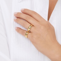 Bague Chunky Vintage Milskye en Argent Sterling 925 Plaqué Or Rose avec Motifs Lune, Soleil, Étoile et Œil CZ