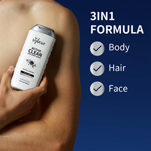 Gel <span class=keywords><strong>Douche</strong></span> 3-en-1 au Charbon 500ml Visage Cheveux Corps Nettoyage Profond Contrôle du Sébum Parfum Vanille Bourbon Fraîche 92% Naturel OEM ODM - Product Image 2