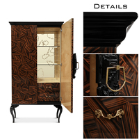 Meuble de rangement élégant inspiré, en bois artisanal, finition brillante, polyvalent, multifonctionnel, pour la maison et la villa