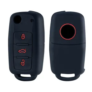 Étui de clé de voiture en silicone pour VW Volkswagen <span class=keywords><strong>Polo</strong></span> Bora Tiguan Passat Golf 6 Lavida Scirocco 3 boutons Accessoires - Product Image 4