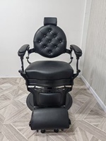 Fauteuil de Barbier Rétro Haut de Gamme pour Hommes, Hydraulique, Inclinable, Relevable et Pliant, Idéal pour Salons de Coiffure