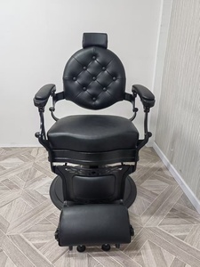 Sillón de Barbero Vintage Europeo Moderno para Hombre, con Bomba Hidráulica Resistente, Asiento de Cuero Reclinable, Giratorio 360 Grados y Plegable - Product Image 3
