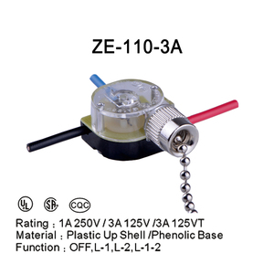 Mẫu Miễn Phí 3A 125V 1A 250V Quạt Trần Và Điều Khiển Ánh Sáng 3 Công Tắc Kéo Vị Trí - Product Image 2