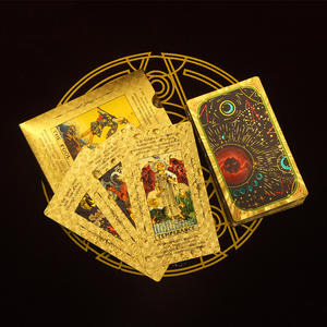 Cartas de lámina de oro lujosas personalizadas <span class=keywords><strong>Tarot</strong></span> lámina de oro y negro 2 cubiertas Waite <span class=keywords><strong>Tarot</strong></span> caja de madera cartas de <span class=keywords><strong>Tarot</strong></span> - Product Image 6