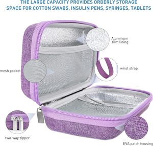 Étui de voyage <span class=keywords><strong>isotherme</strong></span> pour <span class=keywords><strong>insuline</strong></span> avec logo personnalisé, isolation EVA, <span class=keywords><strong>trousse</strong></span> de médicaments de voyage avec 2 blocs réfrigérants pour le soin du diabète - Product Image 2