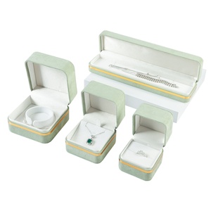 Luxury Velvet Jewelry <b>Box</b> Metal Edging Flip Top Modern Design Unique Jewelry Premium <b>Box</b> for Elegant Jewelry <b>Rings</b> & Necklaces - Product Image 4