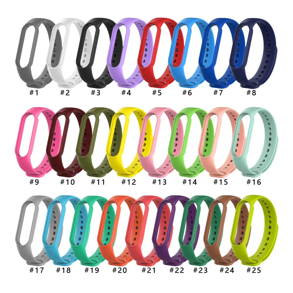 New Watch Bracelet For Xiaomi Miband 7 6 5 4 3, Soft Sport Silicone Rubber Smart Watch Strap Mi Band 7 6 5 4 3