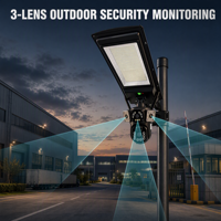 Lampadaire solaire tout-en-un avec caméra CCTV WiFi 4G, suivi des personnes, interphone vocal, vision nocturne couleur, double objectif