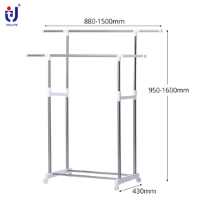 Youlite CMetal Support de corde à <span class=keywords><strong>linge</strong></span> à double pôle en acier inoxydable pour une utilisation intérieure/extérieure pour balcon et magasin de vêtements - Product Image 2