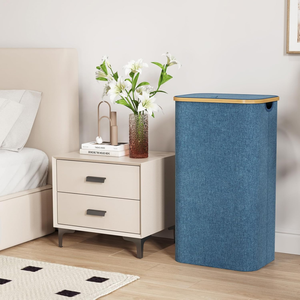 Panier à <span class=keywords><strong>linge</strong></span> de 100 L avec couvercle, paniers à <span class=keywords><strong>linge</strong></span> avec poignées en bambou et 1 sac amovible - Product Image 4