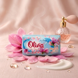 Mallow Scented Moisturizing Bar <b>Soap</b> with Glycerin Lanolin Vitamins A and E for Hand and Body Care 140 g Olivia - Product Image 1