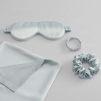 Ensemble cadeau de luxe en soie tissée 100 % : taies d'oreiller et masques de sommeil avec chouchous pour cheveux – Idéal pour la maison et l'hôtel, anti-poches