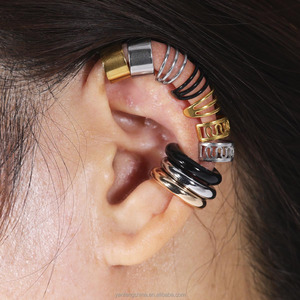 Clip d'oreille tendance en acier inoxydable non-perçant, plaqué or, hypoallergénique, fausse <span class=keywords><strong>piercing</strong></span> en forme de C, manchette d'oreille pour cartilage, boucle d'oreille enveloppante - Product Image 3
