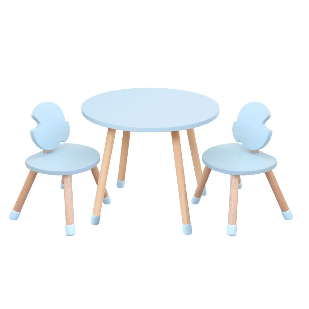 Children Furniture Round Wood Table School Cartoons Chair Set