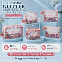 Ensemble de trousses de maquillage en PVC transparent à paillettes, logo personnalisé, trousse de maquillage de voyage, fabricant OEM en gros