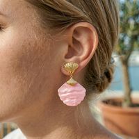 Boucles d'oreilles pendantes en acier inoxydable plaqué or 18 carats, bijoux tendance pour femmes, vente en gros