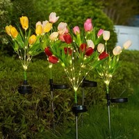 Lampes solaires LED en forme de tulipe pour extérieur, décoration de jardin, lampes de pelouse, lampes de chemin, lampes de patio, lampes solaires en forme de tulipe pour cour