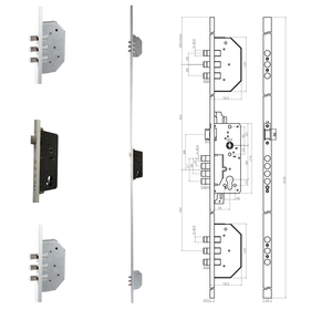 <span class=keywords><strong>Serrure</strong></span> de porte <span class=keywords><strong>3</strong></span> <span class=keywords><strong>points</strong></span> sans clé de haute sécurité de style européen 700B-TB Cylindres de <span class=keywords><strong>serrure</strong></span> à mortaise 50mm pour portes en bois Corps en acier - Product Image 5