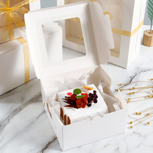 Foldable <b>Windowed</b> Transparent Baking Box for Cheesecake Egg Tarts Customizable with Ribbon Logo Matt Lamination Cake Package - Product Image 3