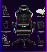 Fauteuil de Jeu PC Gaming Rose LED RGB en Similicuir PU avec Massage, Lumières et Haut-parleurs