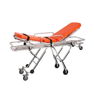 Automatic loading wheel stretcher in hospital for ambulance