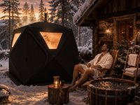 Tente de sauna extérieure Warmfire Premium quatre saisons à triple couche isolée pour 6 personnes avec poêle à bois et sauna à vapeur