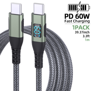 Câble de données USB C vers USB C avec affichage numérique LED 60W PD, câble de charge rapide pour iPhone 15 16 Pro, vente en gros - Product Image 5