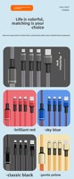 Câble USB multifonction 3-en-1 ultra-rapide 66W, 5A, tressé plat, pour synchronisation de données, triple port, commande en gros pour le bureau