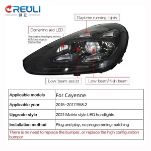 Phares de voiture pour <span class=keywords><strong>Porsche</strong></span> 958 <span class=keywords><strong>Cayenne</strong></span> 958.1 958.2 2011-2018, mise à niveau des phares vers un style LED Matrix <span class=keywords><strong>2023</strong></span> - Product Image 3