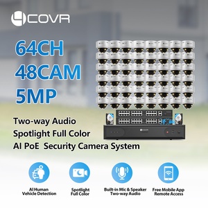 Système de caméra de sécurité filaire PoE 4COVR 64 canaux, 48x 5MP IP CCTV, audio bidirectionnel, projecteur couleur, détection d'intrusion IA, <span class=keywords><strong>kit</strong></span> NVR 64CH - Product Image 2