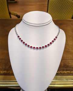 925 Silver Moissanite and <b>Ruby</b> Style <b>Necklace</b> Luxurious Design Elegant Wedding Gift Jewelry for Her Fashion Charm Style - Product Image 1