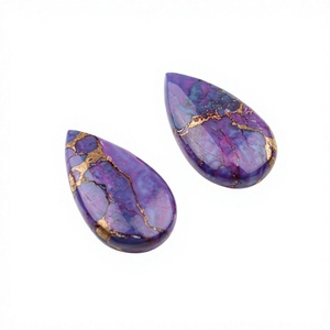 Mejor venta 11x20mm Puffy Pear Briolette alta calidad Mohave púrpura cobre Kingman turquesa piedras preciosas sueltas para la fabricación de joyas - Product Image 1