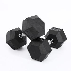 Haltères hexagonales enduites de caoutchouc pour hommes de 20kg Équipement de studio de gymnastique avec logo personnalisé Haltères en <span class=keywords><strong>fonte</strong></span> - Product Image 5