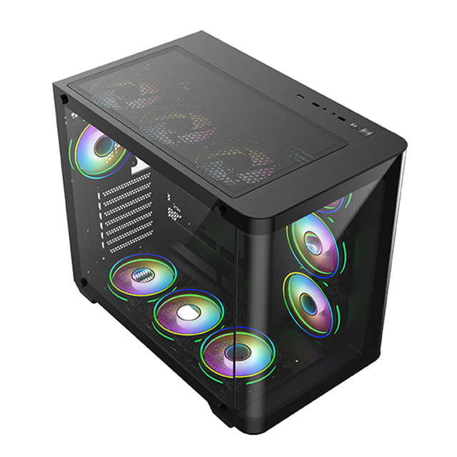 OEM ODM Custom ATX Gaming Computer Case Mid Tower Black Curved Glass Desktop PC Cabinet Pc Case