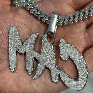Pendentif Hip Hop personnalisé en or massif 18 carats avec lettre et diamant de laboratoire CAM, ajouré, pour ensemble de bijoux chaîne tennis - Product Image 6