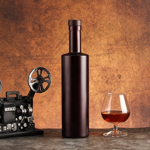 Bouteille de vin en verre givré noir, bouteille vide haut de gamme pour whisky et <span class=keywords><strong>vodka</strong></span>, logo personnalisable, bouteille de vin rouge élancée - Product Image 5