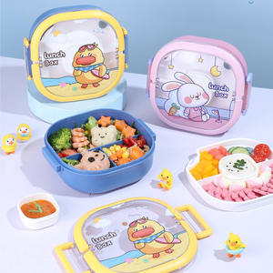 Lonchera de dibujos animados con diseño de pato, rectangular, de 3 compartimentos, hermética, portátil, apta para microondas, para estudiantes y trabajadores de oficina - Product Image 4