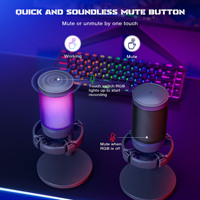 Microphone filaire à condensateur de bureau A6 pour PC, idéal pour les gamers, directivité cardioïde, studio professionnel, RGB, suppression du bruit, pour le gaming