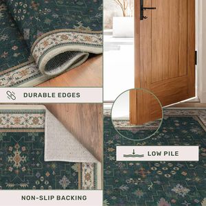 Vintage Boho éclectique Floral <span class=keywords><strong>vert</strong></span> <span class=keywords><strong>foncé</strong></span> <span class=keywords><strong>tapis</strong></span> ronds 6 pieds pour chambre lavable Low Pile antidérapant zone circulaire <span class=keywords><strong>tapis</strong></span> Textiles <span class=keywords><strong>de</strong></span> maison - Product Image 4