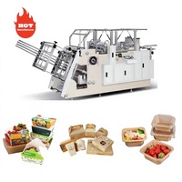 Machine automatique de fabrication de boîtes à pizza en papier avec moteur PLC, machine de production de contenants alimentaires jetables, machine de production de boîtes à hamburgers, 180 pièces/min