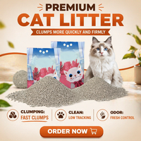 OEM Bentonite Spherical Small Granule Cat Litter Cepat Menggumpal Rendah Debu Kontrol Bau Kuat Aman untuk Banyak Kucing