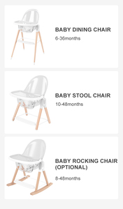 Chaise haute multifonctionnelle réglable pour bébé, style moderne, en bois, pour l'alimentation et l'allaitement, avec double plateau en plastique de qualité alimentaire - Product Image 2